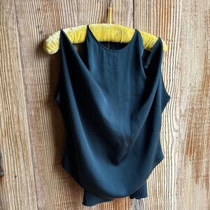 Theory Deep Teal Cold Shoulder Silk Tank